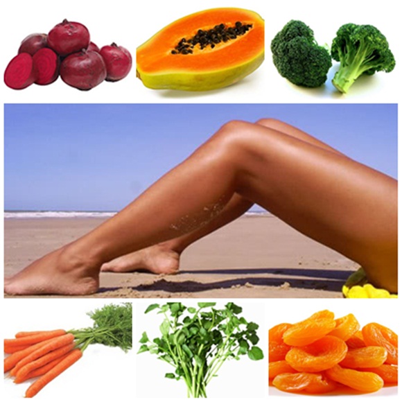 Imagens com os alimentos bronzeadores